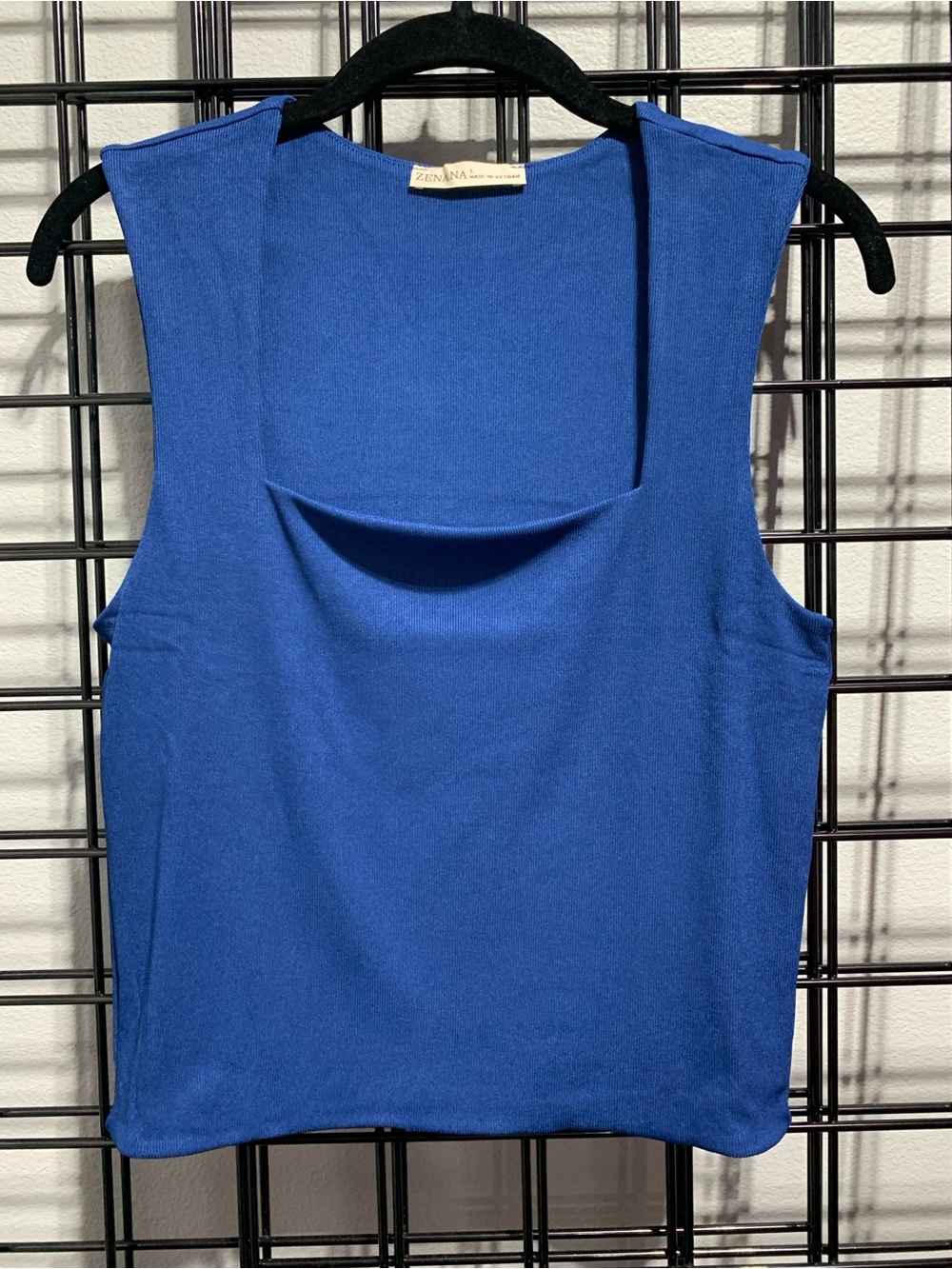 Zenana Outfitters Lt Navy Ribbed Double Layered Tank Top